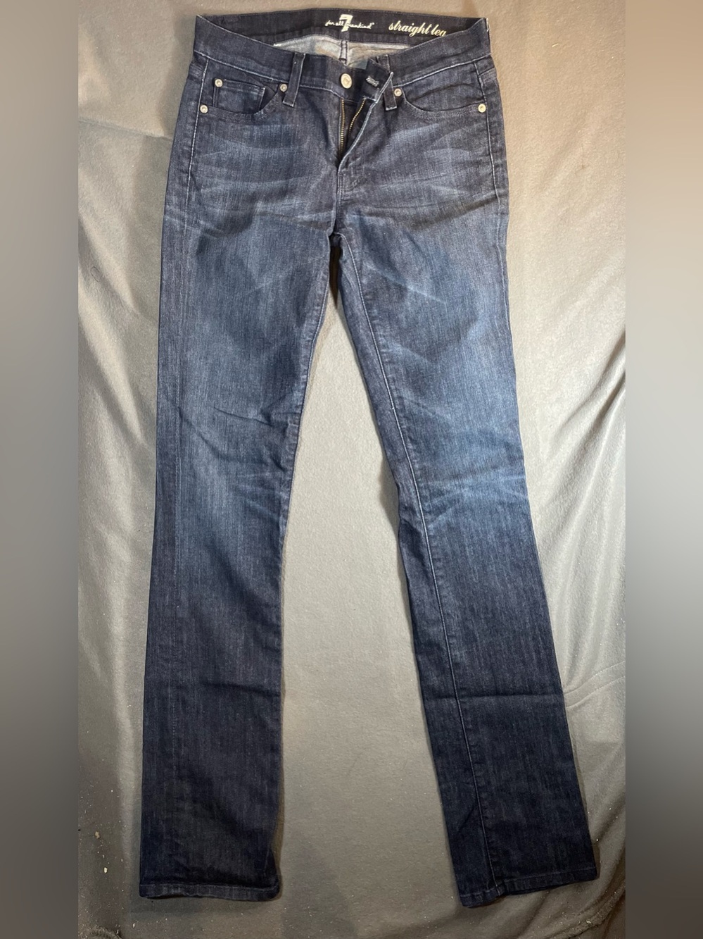 7 For All Mankind Straight Leg Jeans Size 27 Dark Wash Stretch Denim